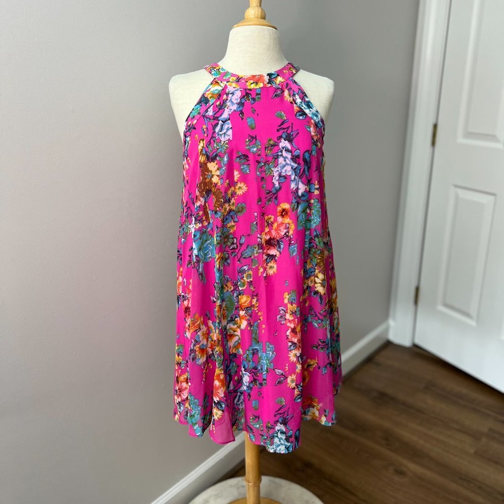 Betsey Johnson Pink Floral Tank Dress Sz 4